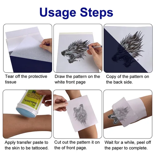 Miniatura 5 de 40 piezas de tatuajes en blanco Skins Practice y Stencil Paper Kit incluye 30 piezas de papel de calco DIY y 10 piezas de doble cara de tatuajes