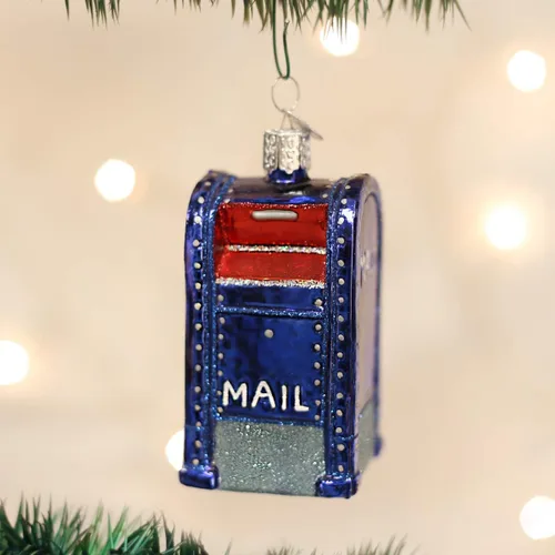 Miniatura 2 de Old World Christmas Buzón de vidrio soplado ornamento para árbol de Navidad, decoración navideña hecha a mano, colección para el hogar