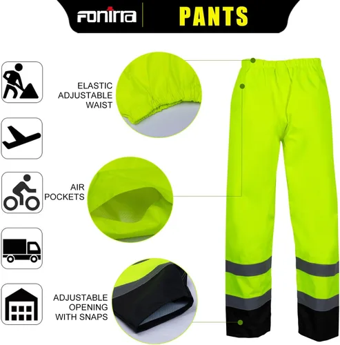 Miniatura 4 de FONIRRA Hi Vis - Chaqueta de lluvia de seguridad para hombre, equipo de lluvia de alta visibilidad clase 3, trajes de lluvia para hombres
