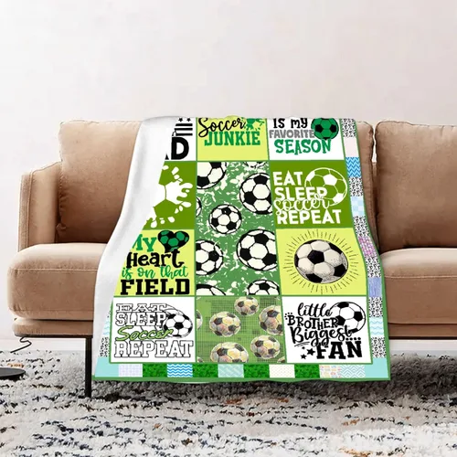 Miniatura 73 de Manta de fútbol para niñas, regalos de fútbol para niñas y niños, manta de franela de forro polar suave y cálida para niñas, regalos de fútbol