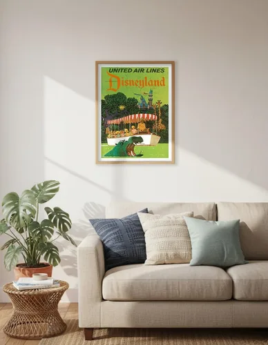 Miniatura 6 de California - Jungle Cruise Hippo - United Air Lines - Póster vintage de viaje de aerolínea por Stan Galli c.1960s - Impresión artística maestra