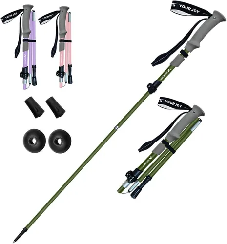 Miniatura 4 de Bastones de senderismo para senderismo, colores macarrones, paquete de 2 unidades, ajustables, plegables para senderismo o caminar, palos