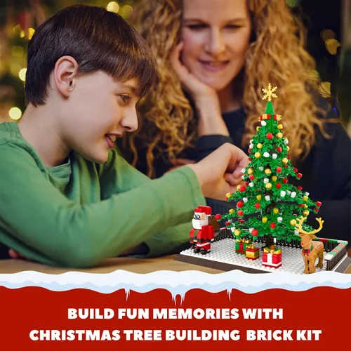 Miniatura 2 de Juego de construcción de árbol de Navidad, figuras de Papá Noel y reno, bloques de construcción, para niños de 6 años en adelante, niños, niñas