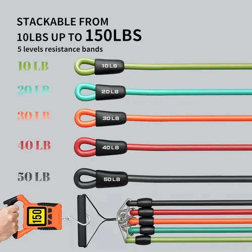 Miniatura 4 de PROIRON Bandas de resistencia, bandas de ejercicio antiroturas, bandas de resistencia para entrenar con asas, bandas de peso para entrenamiento