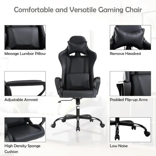 Miniatura 6 de Silla de videojuegos, silla de videojuegos, silla de escritorio de oficina con respaldo alto, silla de escritorio de oficina con soporte lumbar