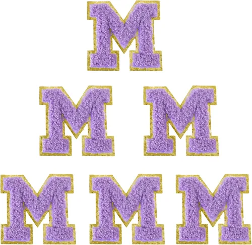Miniatura 94 de 6 piezas de parches de letras de chenilla autoadhesivas, parches de letras preppy de 2 pulgadas para bolsos, ropa y sombreros, grandes pegatinas