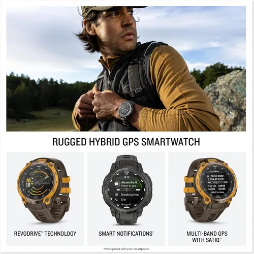 Miniatura 4 de Garmin Instinct® Crossover AMOLED, resistente reloj inteligente híbrido con GPS con manecillas de reloj analógicas y pantalla AMOLED brillante