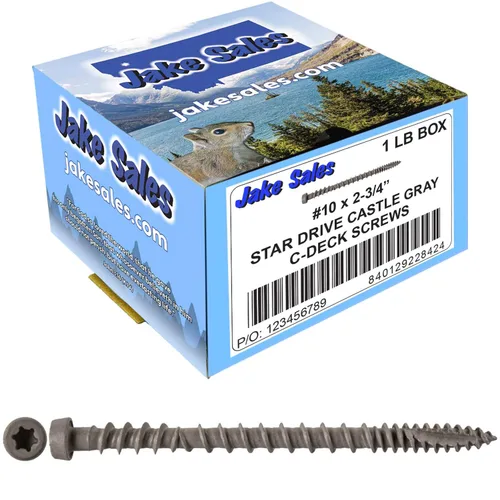 Tornillo de madera compuesto gris castillo de 2-3/4 pulgadas, cabeza de accionamiento Torx/Star Drive Head - Recubierto Exterior - Compatible con