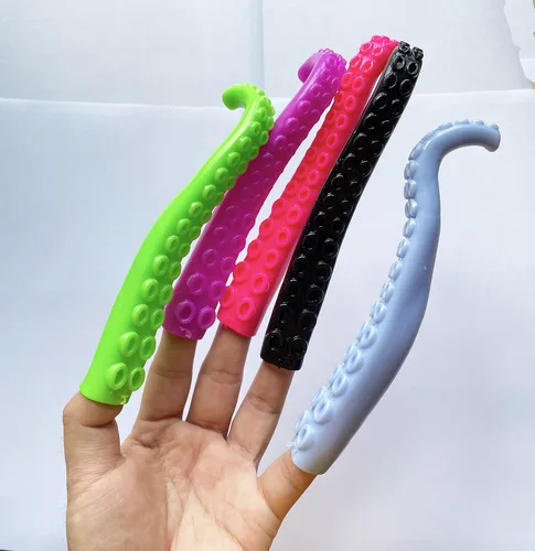 Miniatura 6 de 10 marionetas de dedo de tentáculo de pulpo, colores surtidos