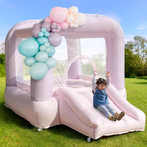 Miniatura 6 de Casa de rebote para niños pequeños de 1 a 3 años, mini casa de rebote con tobogán para interiores y exteriores, 8.33 pies de largo x 5.4 pies