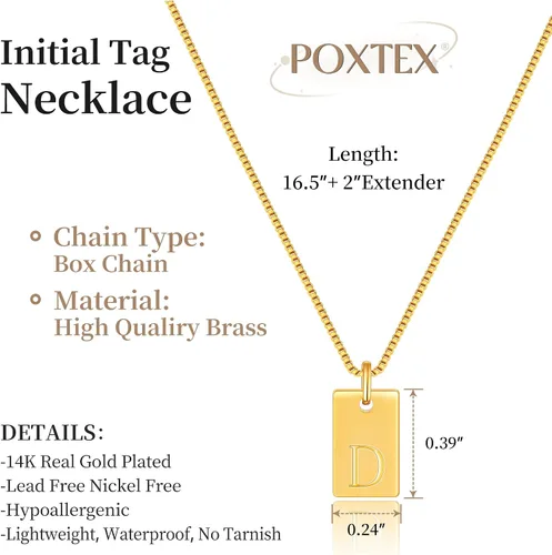 Miniatura 4 de Gold Initial Necklaces for Women Non Tarnish, 14K Gold Dainty Square Letter Pendant Necklace Waterproof A-Z Trendy Thin Chain Name Necklace