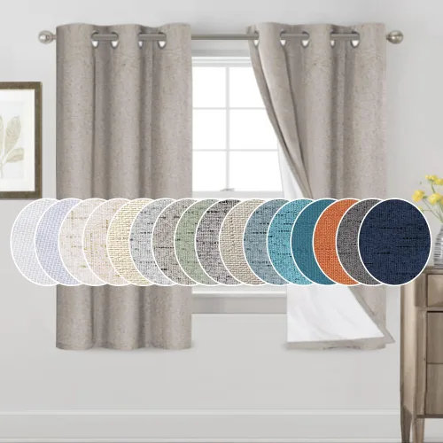 Miniatura 161 de Primitive - Cortinas opacas 100 % de lino texturizado natural para dormitorio, sala de estar, cortinas para ahorra energía, tela de arpillera