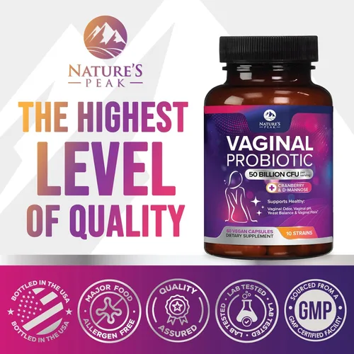 Miniatura 4 de Probióticos vaginales para mujeres, equilibrio de pH con prebióticos, 50 mil millones de UFC, 10 cepas femeninas únicas, arándano y D-manosa