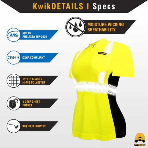 Miniatura 6 de KwikSafety - Charlotte, NC - Vixen Hi Vis Short Sleeve Safety Shirt for Women [Angel Hair Reflective Tape] Amarillo