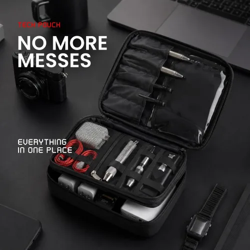Miniatura 2 de Keross Bolsa organizadora de cables para viajes con divisores extraíbles, estuche organizador de electrónica para cargadores, cables
