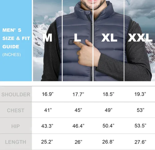 Miniatura 2 de Loowoko Chaleco térmico para hombre con batería incluida, chalecos eléctricos ligeros para hombres recargables para invierno