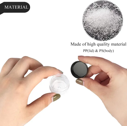 Miniatura 3 de 100 piezas de 5 gramos Envases de muestra, tarros vacíos de 5 ml con tapas, envases cosméticos pequeños, tarros de muestra mini con 8 piezas de mini