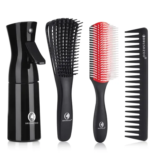 Miniatura 8 de BRUSHZOO - Juego de cepillos para el cabello para mujeres, hombres y niños, cepillos desenredantes para cabello rizado y natural 3/4abc, peine