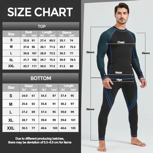 Miniatura 6 de UNIQUEBELLA Conjunto de ropa interior térmica para hombre, parte superior larga, forro polar, secado rápido, capa base térmica