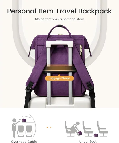 Miniatura 7 de LOVEVOOK Mochila para laptop para mujer con bolsillo gigante para vasos, mochila de viaje impermeable de 15.6 pulgadas, bolsa de computadora