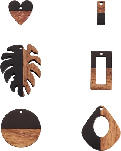 Miniatura 9 de Pendientes de hoja de madera de resina encantos pendientes de madera en blanco