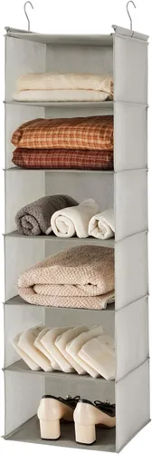 MAX Houser Organizador colgante de armario de 6 niveles, estante colgante de armario con 2 ganchos resistentes para almacenamiento, plegable (gris