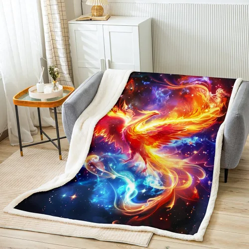 Miniatura 20 de Manfei Sports Car Kids Throw Blanket Blue and Orange Fire Bed Blanket for Boys Girls Room Decor, Black Racing Car Blanket for Couch Sofa, Soft and