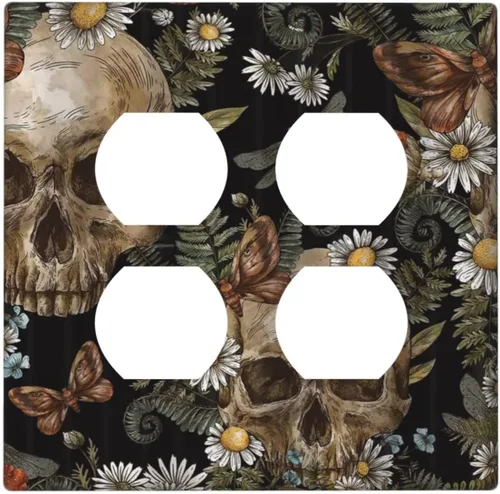Miniatura 138 de Cubierta decorativa para interruptor de luz, diseño de pájaros y flores florales en blanco y negro, 2 bandas, cubierta decorativa para pared, placa