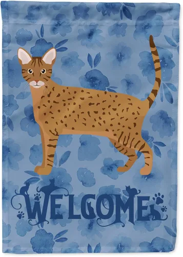 Miniatura 158 de Caroline's Treasures CK4813CHF - Bandera de bienvenida con gato abisinio azul, manga grande, para porche, para colgar en la pared, poliéster