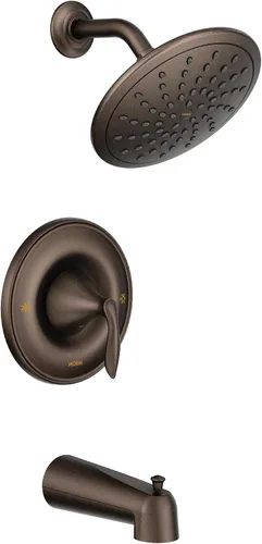 Miniatura 2 de Moen Grifo de bañera y ducha de bronce aceitado Eva con ducha de lluvia de rendimiento ecológico, requiere válvula, T2233EPORB