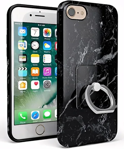 Miniatura 3 de Casely Anillo de teléfono Anillo de teléfono de mármol negro Giratorio completo de 360 grados, adhesivo fuerte, quita y reutiliza, funciona