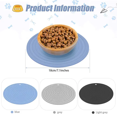 Miniatura 2 de Tapete de silicona de 3 piezas de comida para mascotas para perros y gatos, mantel individual para evitar el desbordamiento de alimentos y agua