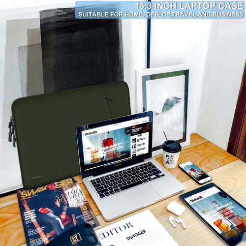 Miniatura 6 de Funda para laptop de 13.3 pulgadas, a prueba de golpes, funda protectora para computadora con bolsillo para accesorios, bolsa para laptop compatible