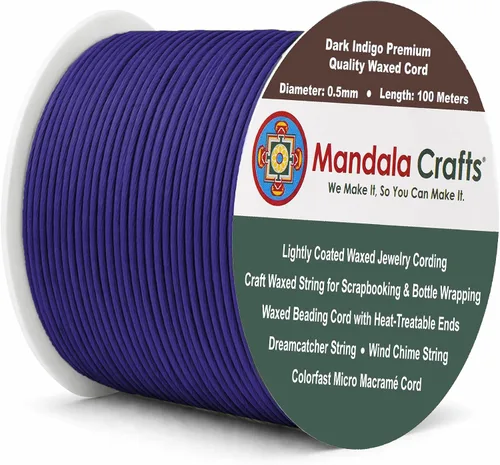 Miniatura 164 de Cuerda Mandala Crafts 0.03 pulgadas 109 yardas para hacer joyería, artesanía, macramé, cuerda de algodón encerado Negro