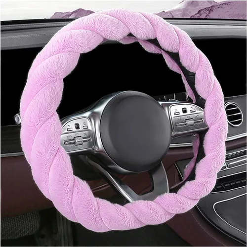 Miniatura 9 de KVAEY - Funda para volante de coche de felpa suave, de 15 pulgadas, antideslizante y redonda, protector de volante de invierno, funda de volante