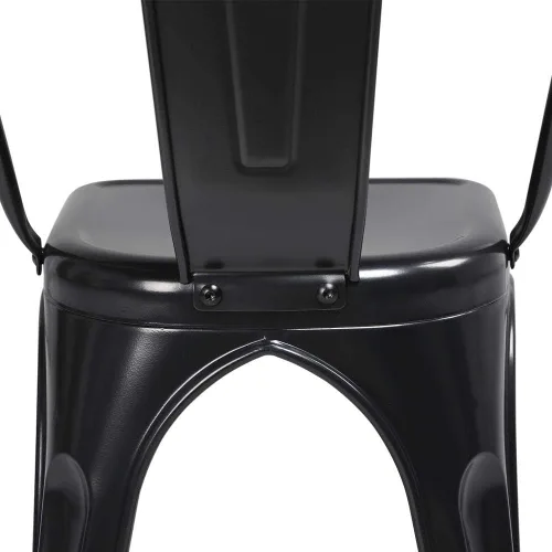 Miniatura 7 de Topeakmart Juego de 4 sillas de comedor de metal con respaldo alto, sillas industriales negras para interiores y exteriores, elegante comedor