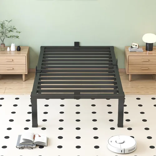 Miniatura 8 de NKZ Base de cama tamaño individual, plataforma de metal resistente de 12 pulgadas con tapón deslizante para colchón, soporte de listones de acero
