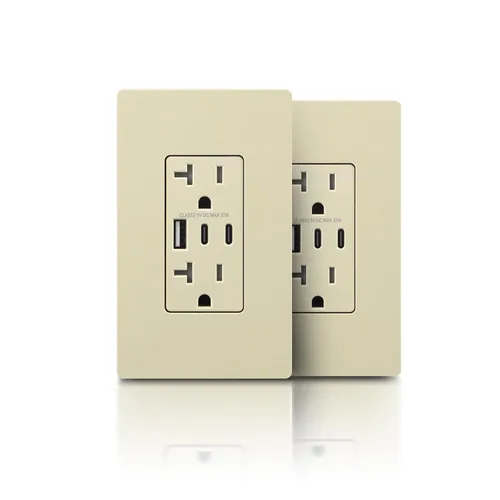 Miniatura 16 de TOPELER - Toma de corriente para montaje en pared con puertos USB 6.0A, dos tomas eléctricas de 20 amperios, tomas y puertos resistentes a la Negro