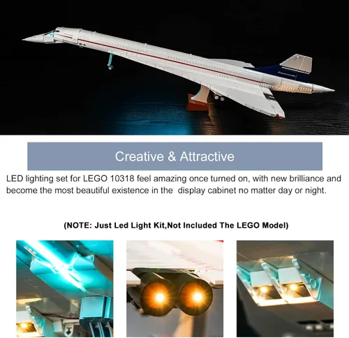 Miniatura 4 de BrickBling Kit de luces LED compatible con Lego Concorde, kit de luces creativas compatible con Lego 10318 - No incluye