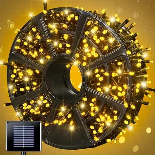 Miniatura 45 de JMEXSUSS 600 luces LED solares azules de Navidad, 206.7 pies, luces azules de Navidad al aire libre, impermeables, 8 modos de luz solar al aire