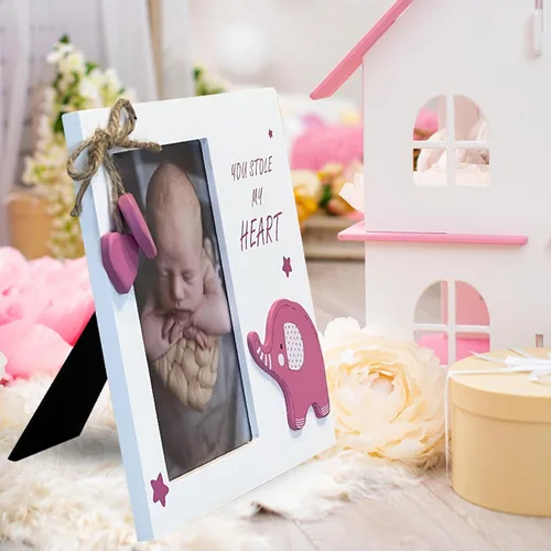 Miniatura 5 de Marco de fotos de madera para recién nacido, con texto en inglés "Baby Girl You Stole My Heart", perfecto para baby shower, regalo de embarazo