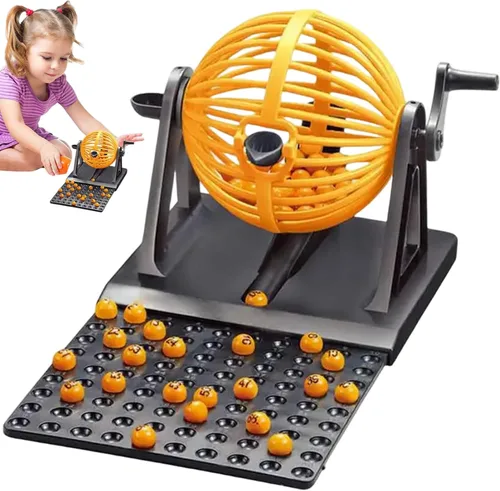 Miniatura 6 de Juego de bingo con 12 tarjetas y 90 bolas de números, máquina de juego divertida para la familia, niños y adultos, sin fichas incluidas
