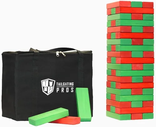 Miniatura 55 de Tailgating Pros Maderas Gigantes Premium que se Derrumban con Estuche de Transporte – ¡Elige los Colores de tu Equipo! Juego Gigante para Patio al