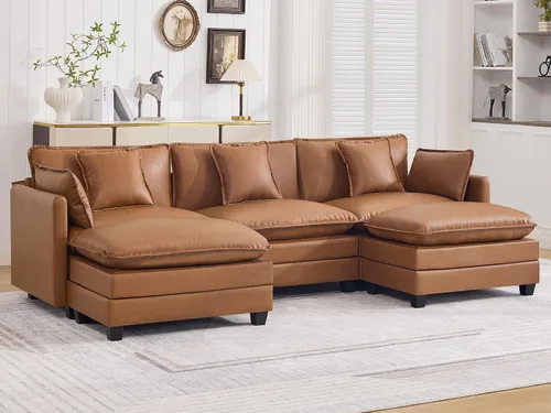 Miniatura 111 de Otomán de Sofá Moderno de Chenille Nube de 35'', Otomán Rectangular para Sofá Seccional Modular, Beige