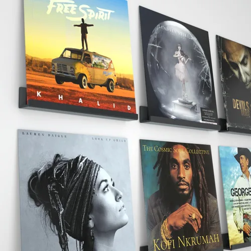 Miniatura 8 de NIUBEE Soporte de pared de acrílico para discos de vinilo (montaje perforado, negro)