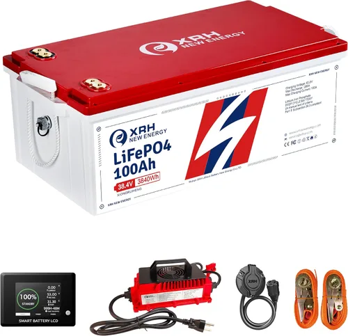 Miniatura 11 de XRH - Batería de litio LiFePO4 de pequeño volumen de 12 V 300 Ah, BMS integrado de 200 A, potencia máxima de 2560 W, 4000-15000 ciclos profundos
