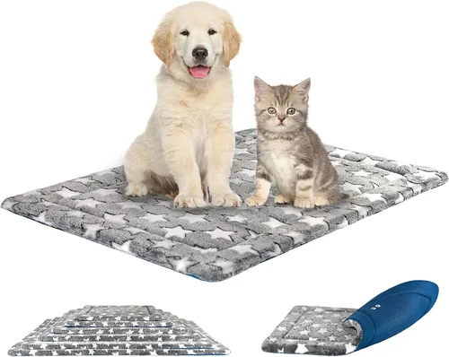 Miniatura 7 de KROSER Alfombrilla para Jaula Reversible (Fría y Cálida), Lavable a Máquina, para Perros Pequeños a XXX-Grandes, Gris, Azul Marino