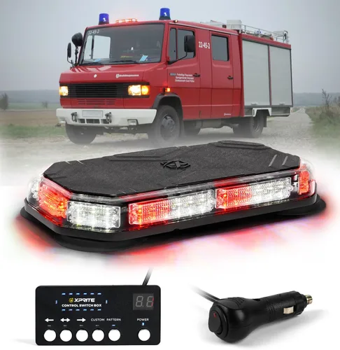 Miniatura 13 de Xprite Barra de Luz Estroboscópica de Emergencia Ámbar para Techo, Luces Intermitentes de Seguridad Beacon de Advertencia con Panel de Control Base