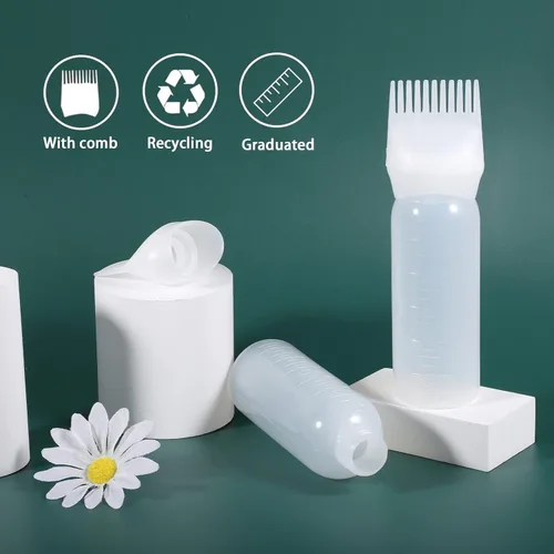 Miniatura 2 de Botella aplicadora de peine de raíz Pimoys 6 onzas, paquete de 2 aplicadores de aceite para el cabello, botella aplicadora para tinte de cabello
