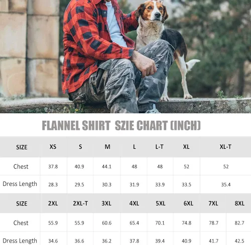 Miniatura 5 de JVer - Camisas de franela a cuadros para hombre manga larga con ajuste regular con botones casual